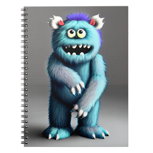 Carnet Monstre bleu fluffé (Devant)