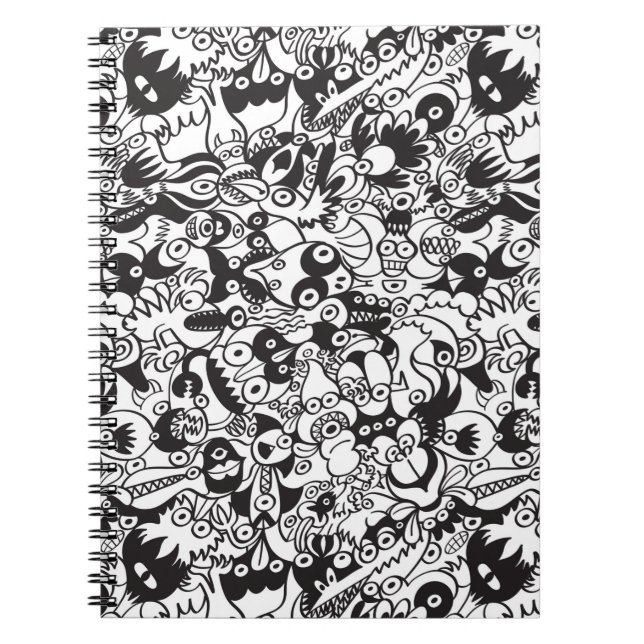 Carnet Monstre d'horreur noir et blanc dans le style art  (Devant)