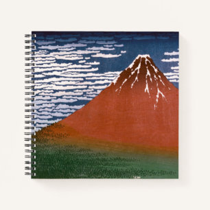Carnet Mont Fuji "Fujiyama" rouge en xylographie japonais