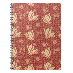 Carnet Morris Inspiré Lily Flower Botanique Rouge Textile