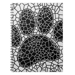 Carnet Mosaic Art Chien Empreinte de patte En Noir Et Bla