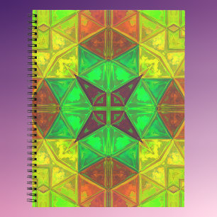 Carnet Mosaic kaléidoscope Carré vert jaune et orange