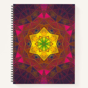 Carnet Mosaic Kaleidoscope Fleur Jaune violet et rose
