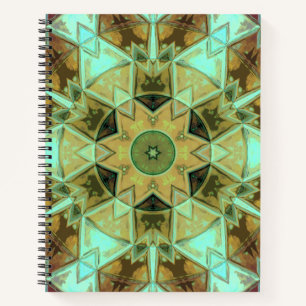 Carnet Mosaic Kaleidoscope Fleur Vert et Brown