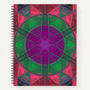 Carnet Mosaic Kaleidoscope Fleur violet vert et rose