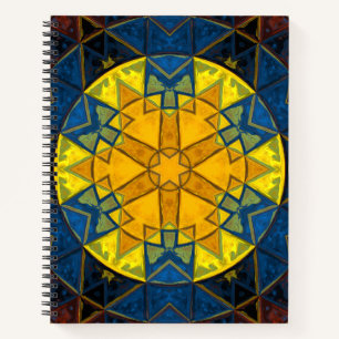 Carnet Mosaic Mandala Fleur Jaune Bleu et Rouge