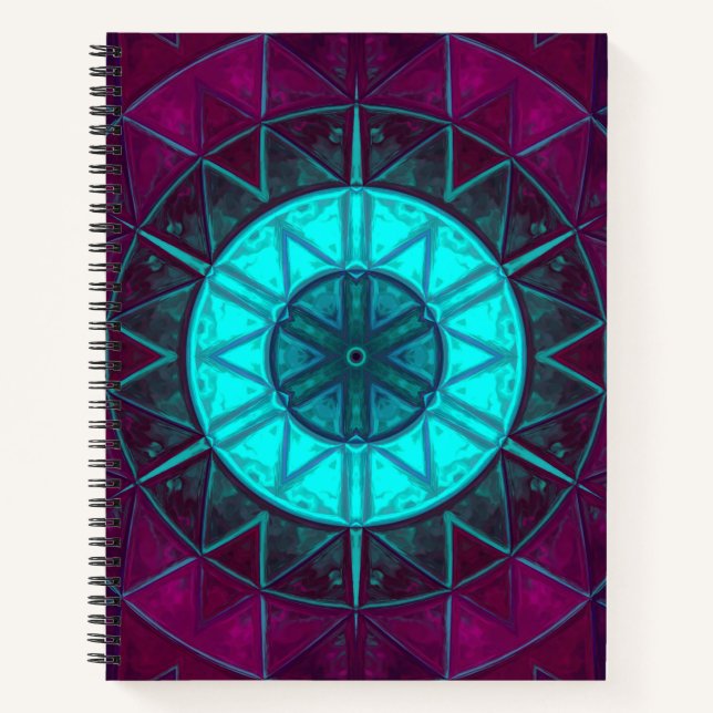 Carnet Mosaic Mandala Flower bleu et violet (Devant)