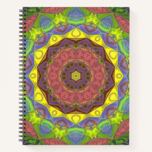 Carnet Mosaic Mandala Flower rose jaune et vert