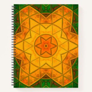 Carnet Mosaic Mandala Flower vert et jaune