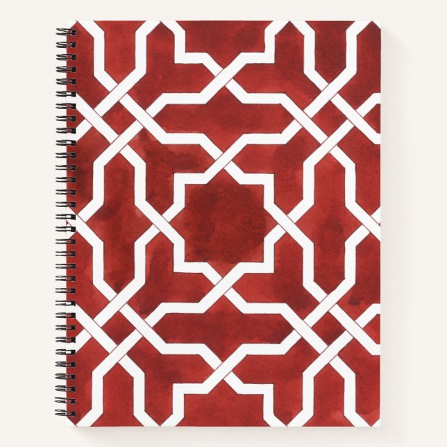 Carnet Mosaïque andalouse rouge ALHAMBRA (Devant)