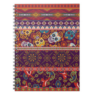 Carnet mosaïque de tissu traditionnel de style mexicain a