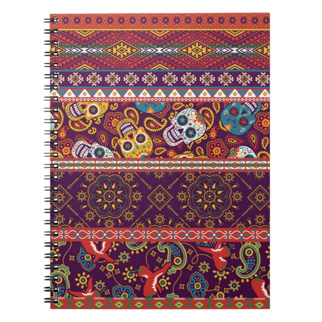 Carnet mosaïque de tissu traditionnel de style mexicain a (Devant)