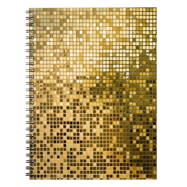Carnet Mosaïque d'or : Carreaux Carrés Texture. (Devant)
