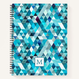 Carnet Mosaïque Motif moderne en aquarelle bleue