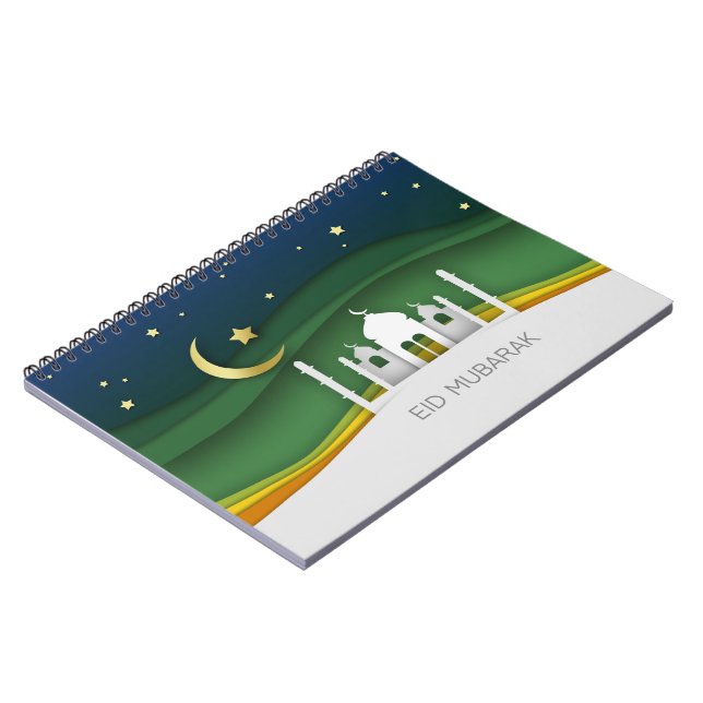 Carnet Mosquée coupée en papier moderne de l'Aïd Moubarak (Côté gauche)