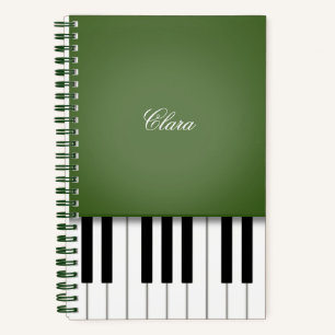 Carnet Moss Green Elegant Piano Clavier Personnalisé