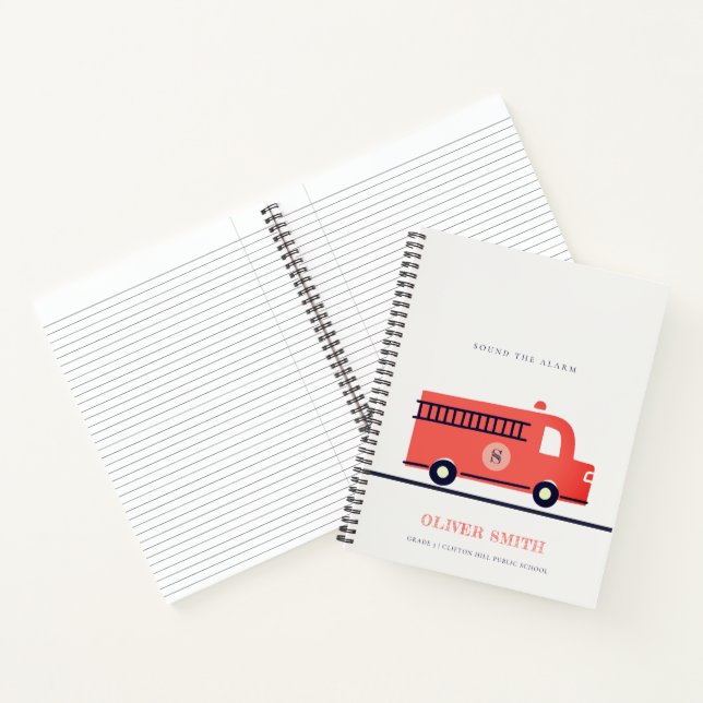 Carnet Moteur de camion feu de la Marine Rouge mignonne M (Intérieur)