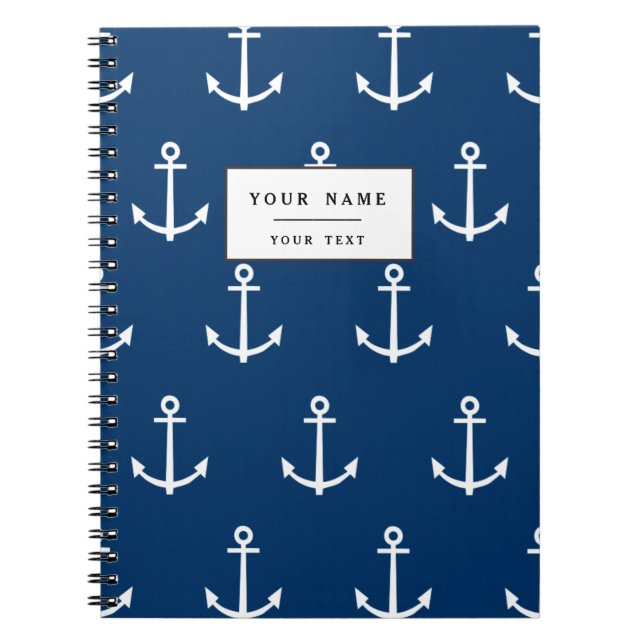 Carnet Motif 1 d'Ancres de bleu marine (Devant)