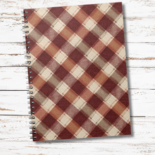 Carnet Motif à carreaux rouge orangé et crème rustique