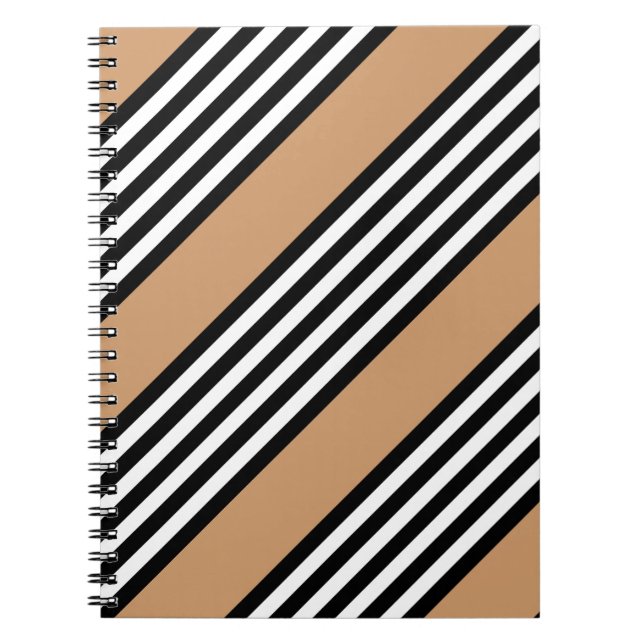 Carnet Motif à cinq bandes noir et blanc avec bronzage (Devant)