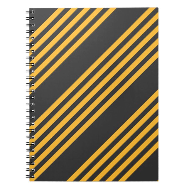 Carnet Motif à cinq bandes Sunny jaune et charbon de bois (Devant)