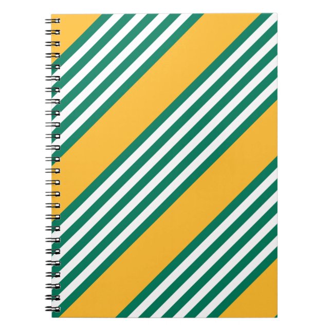 Carnet Motif à cinq bandes vert et blanc avec jaune (Devant)
