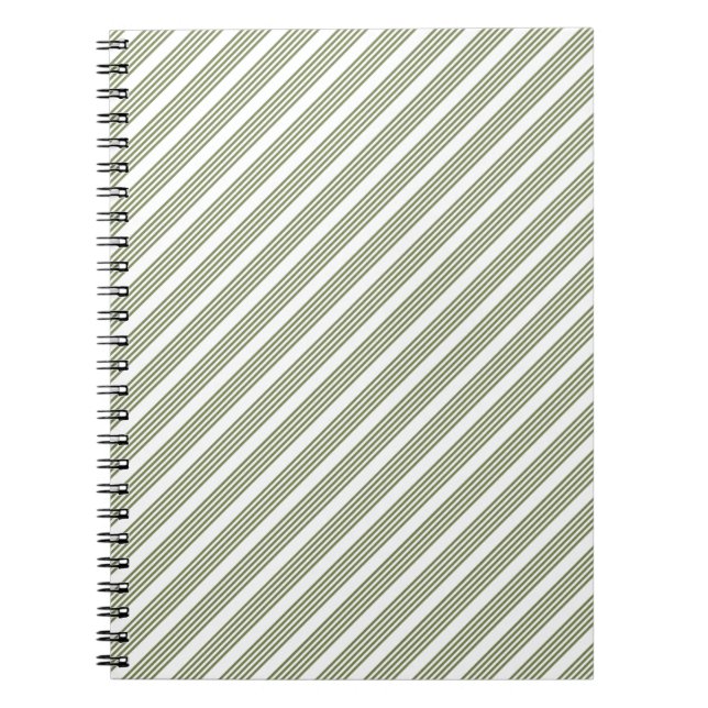 Carnet Motif à cinq bandes vert et blanc olive (Devant)