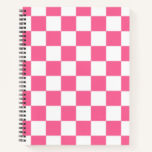 Carnet Motif À damiers chèque rose blanc