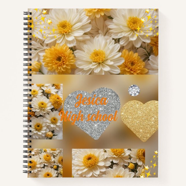 Carnet motif à fleurs jaunes (Devant)