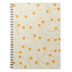 Carnet Motif à fleurs les années 70 beige orange rétro Y2