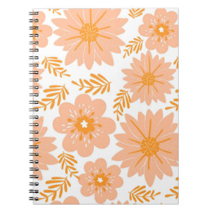 Carnet Motif à fleurs orange Fuzz Vintage rétro