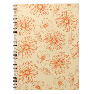 Carnet Motif à fleurs Vintage Orange Retro Y2K