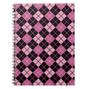 Carnet Motif à motifs de losanges dans le noir et le ros