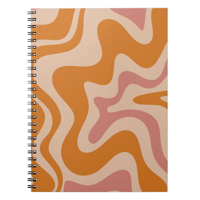 Carnet Motif Abstrait Orange Rose rétro (Devant)