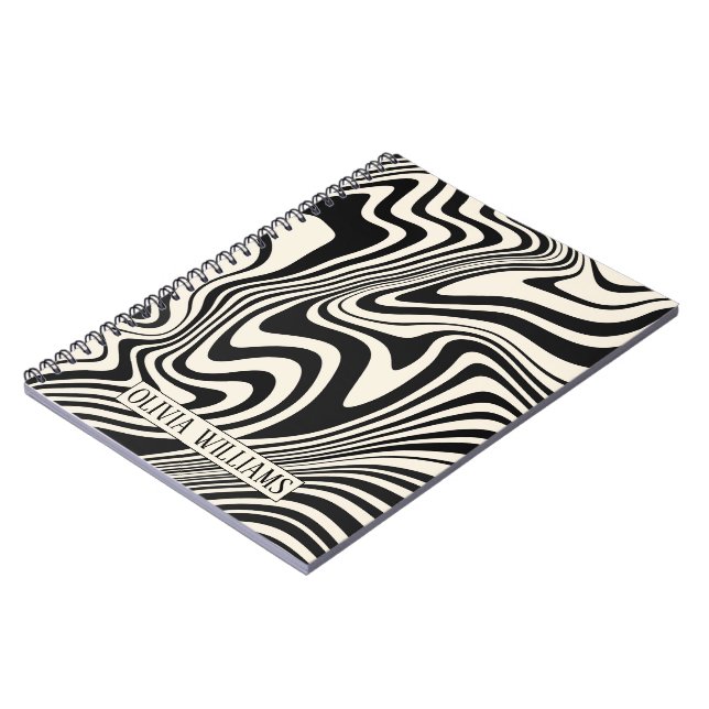 Carnet Motif Abstrait Retro Black Swirl (Côté gauche)
