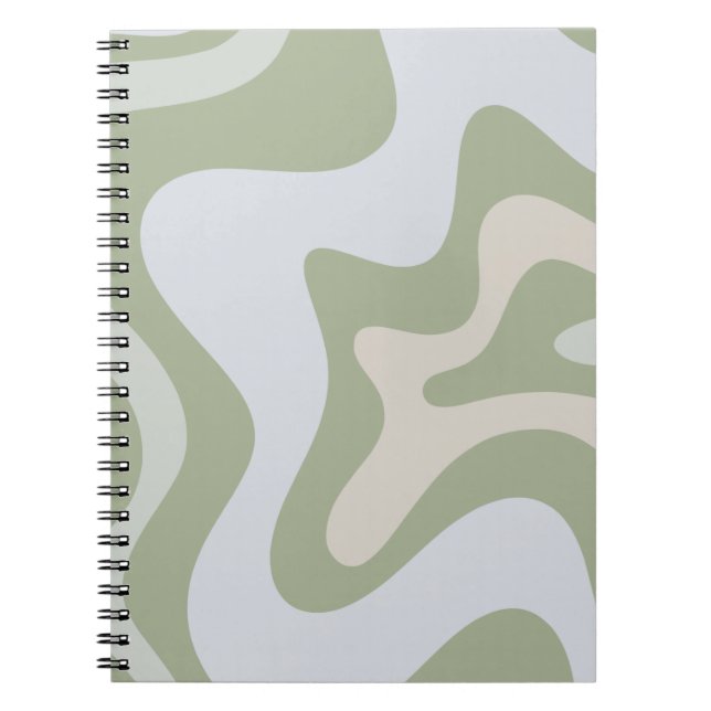 Carnet Motif Abstrait Retro Liquid Swirl à Sage Green (Devant)