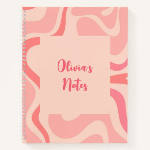 Carnet Motif Abstrait Retro Liquid Swirl en rose vif