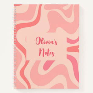 Carnet Motif Abstrait Retro Liquid Swirl en rose vif