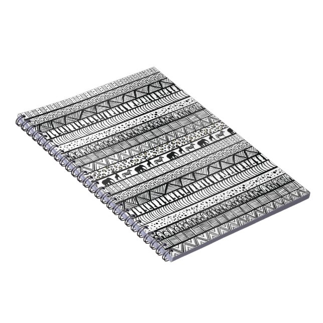 Carnet Motif africain tribal noir blanc (Côté Droit)