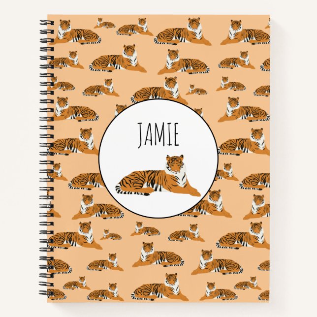 Carnet Motif animal de tigre de jungle personnalisé (Devant)