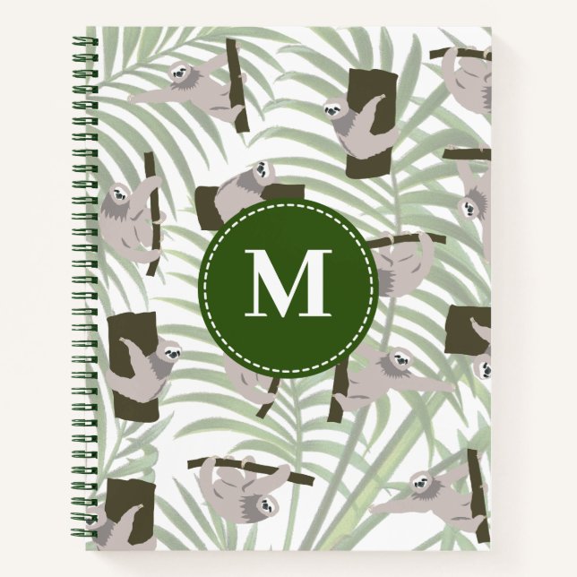 Carnet Motif animal mignon en forêt sauvage Monogramme (Devant)
