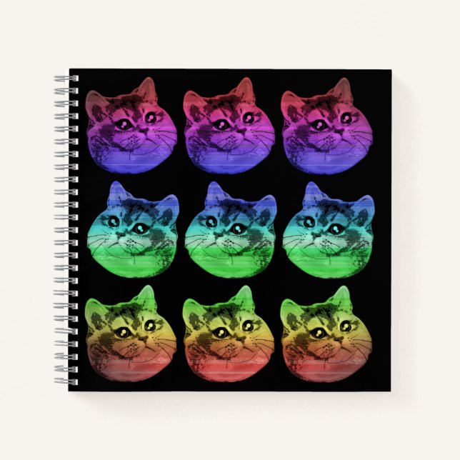 Carnet Motif arc-en-ciel de chat à respiration lourde (Devant)