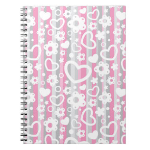 Carnet Motif avec des coeurs et des fleurs