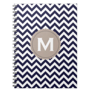 Carnet Motif blanc de Chevron de monogramme de bleu
