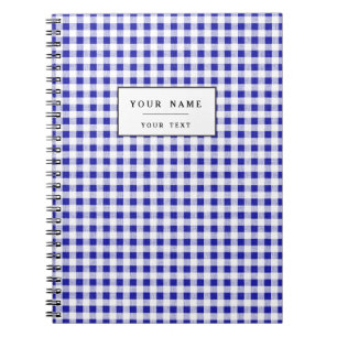Carnet Motif blanc de guingan de bleu marine