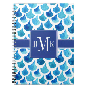 Carnet Motif bleu d'échelle d'aquarelle