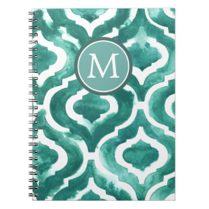 Carnet Motif bleu vert IV du monogramme