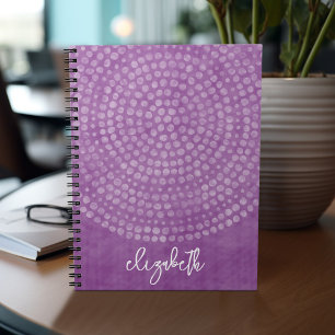 Carnet Motif Boho Dot moderne violet bounce nom de script
