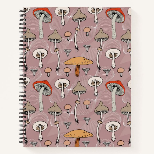 Carnet Motif botanique de champignons (Devant)