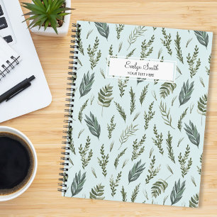 Carnet Motif Botanique de Feuilles Vertes